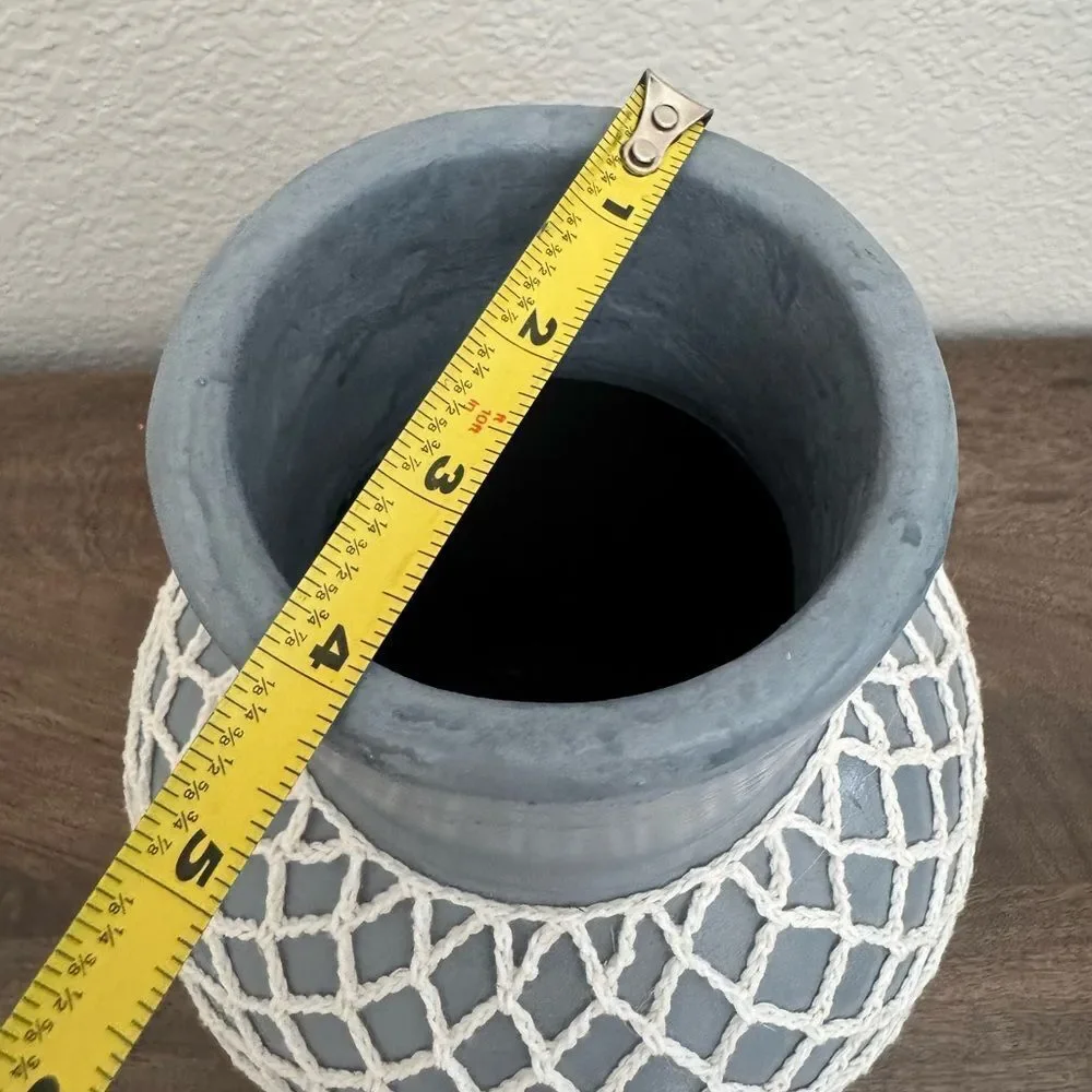 Blue Boho Rustic Macrame Cover Decor Vase